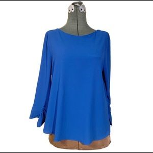 NWT Massimo Dutti Blue Scoop Back Blouse w/ Pleats
